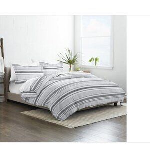 Premium Ultra Soft Light Gray Vintage Stripe Pattern Full/Queen Microfiber 3-Pie